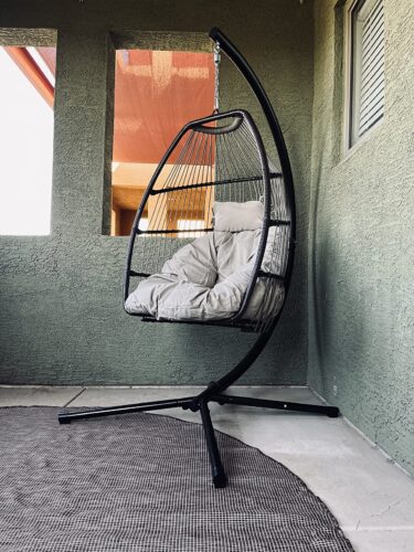 Barton Premium Large Hanging Egg Chair Lounge Chair Patio Wicker UV-Resistant Thick Cushion Relaxing Basket w/Stand photo review