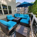 DINELI Patio Furniture Sectional Sofa with Gas Fire Pit Table Outdoor Patio Furniture Sets Propane Fire Pit (Turquoise-Square Table) photo review